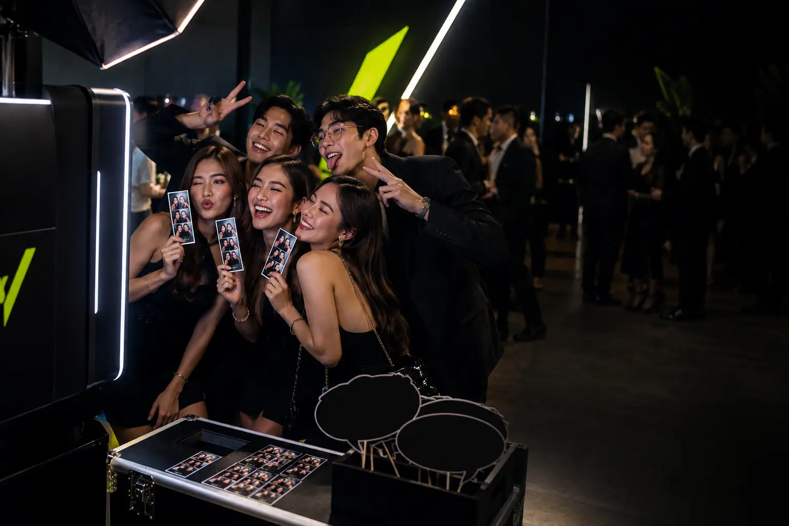 Guests at a Shockwave professional event photobooth